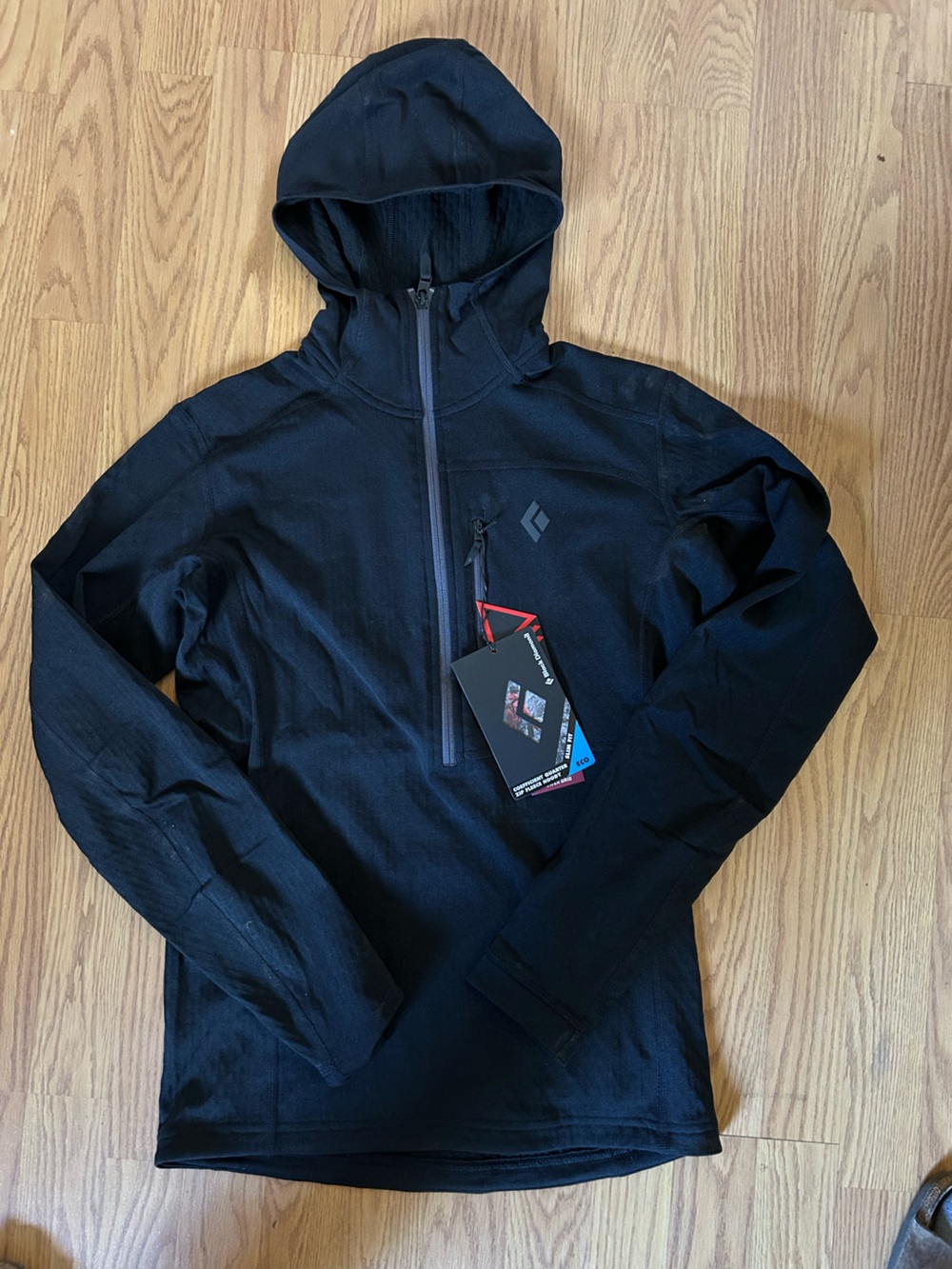 Black Diamond Coefficient Hoodie Black Men’s Small Quarter Zip Fleece